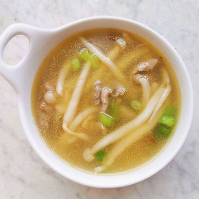 白玉菇肉丝汤