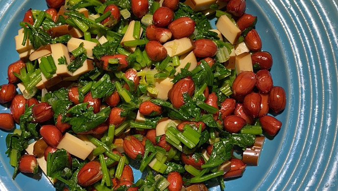 下酒拌菜，香菜花生米拌豆干
