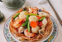 传统中式宴席菜 | 鸟巢海鲜烩的做法