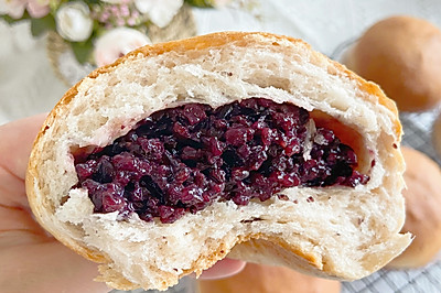松软香甜❗️韧性十足的紫米面包，超好吃