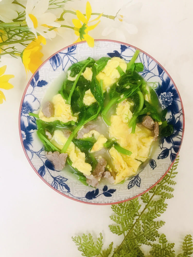 豌豆苗鸡蛋汤的做法