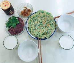 韭菜鸽蛋饼的做法