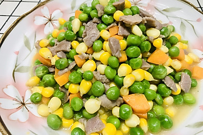 甜豆玉米牛肉～孩子爱吃的菜