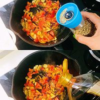 今日份早餐：西红柿煨茄条盖饭+海藻鸡蛋汤的做法图解3