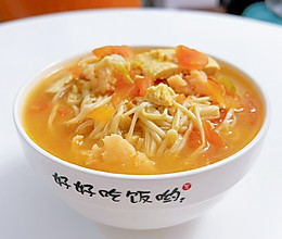 金针菇虾滑豆腐西红柿汤的做法