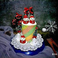 #令人羡慕的圣诞大餐#圣诞彩虹蛋糕的做法图解34