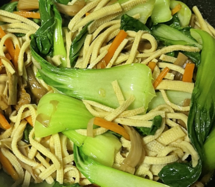油菜笋干豆腐丝的做法