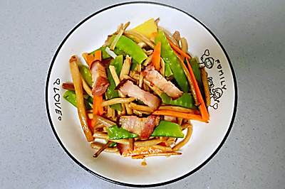 【孕妇食谱】腊肉炒茶树菇，香味扑鼻，味道鲜美超下饭～