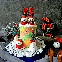 #令人羡慕的圣诞大餐#圣诞彩虹蛋糕的做法图解33