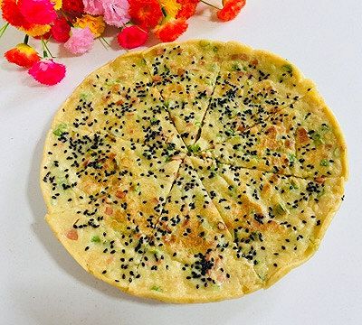 豇豆鸡蛋火腿黑芝麻早餐饼