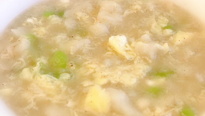 虾米鸡蛋丝瓜疙瘩汤