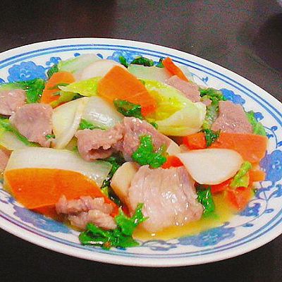 小白菜炒肉片