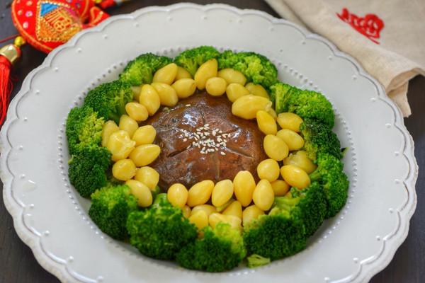 年夜饭花开富贵-白果蘑菇西兰花