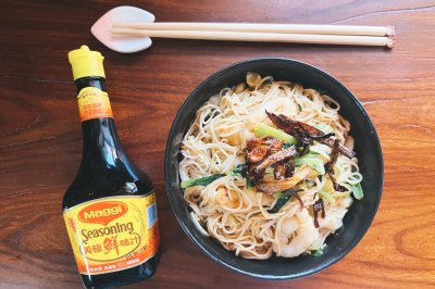 虾滑葱油拌面