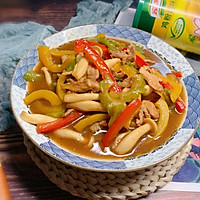 家常菜白玉菇苦瓜彩椒炒肉丝的做法图解13