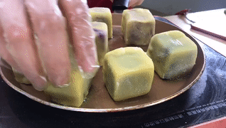 网红仙豆糕丨一个平底锅就能搞定的爆浆紫薯仙豆糕的做法图解21