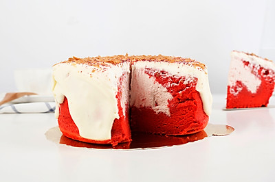 嗨焙食谱 | 喜气洋洋的红丝绒爆浆芝士蛋糕