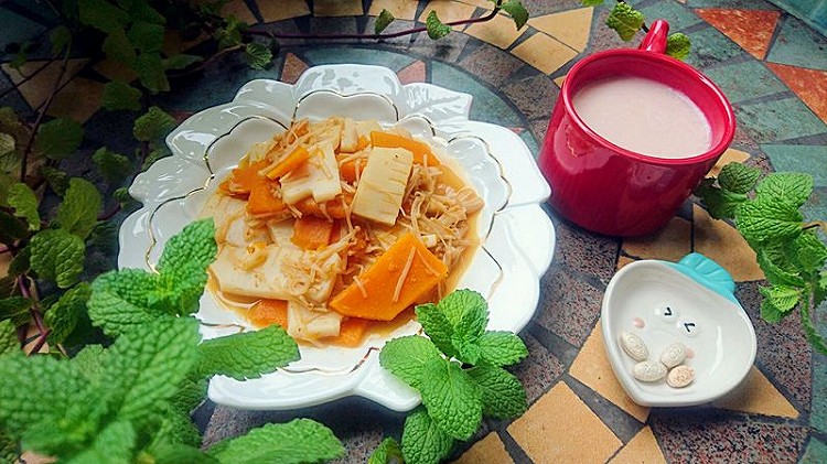 素炒腰花减肥减脂纤体塑形健身南瓜魔芋金针菇-蜜桃爱营养师私厨的做法