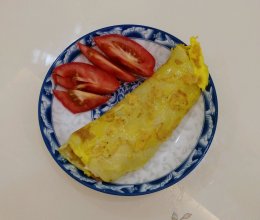 【快手早餐】虾米鸡蛋饼的做法