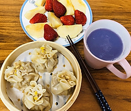 #换着花样吃早餐#烧卖➕紫薯豆浆的做法