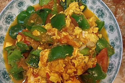 菜椒炒西红柿鸡蛋