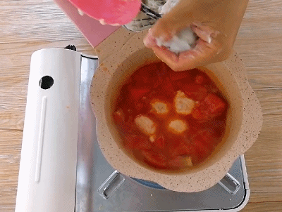 可可爱爱番茄虾滑的做法图解7
