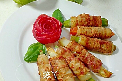 烤五花肉蔬菜卷