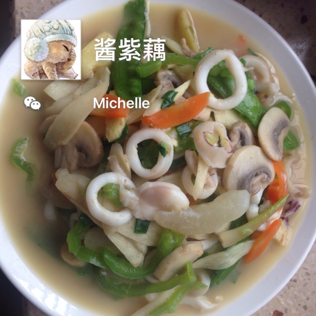 地鲜炒鱿鱼
