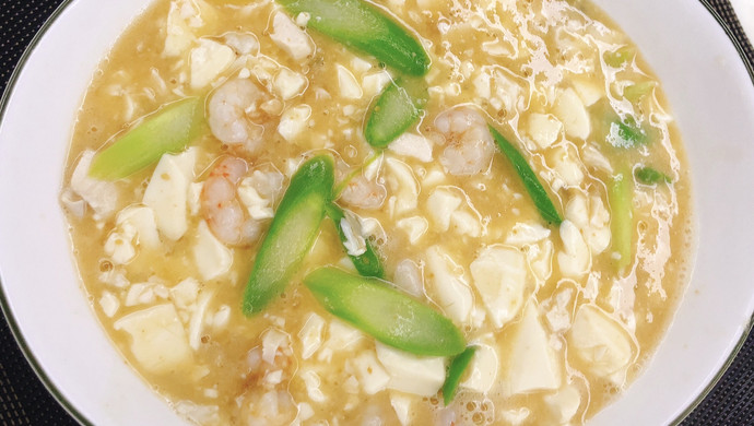 豆腐虾仁芦笋羹