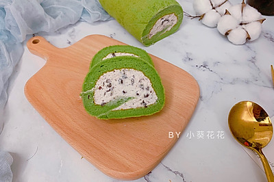 小清新下午茶抹茶蜜豆卷