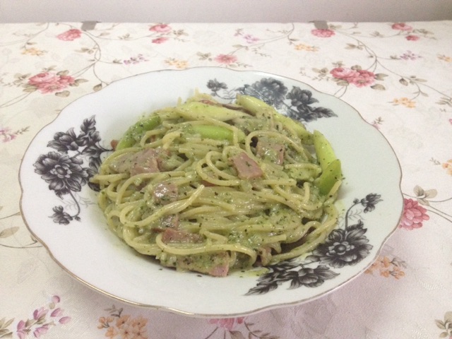 培根芦笋菌菇青酱意面（附青酱做法）