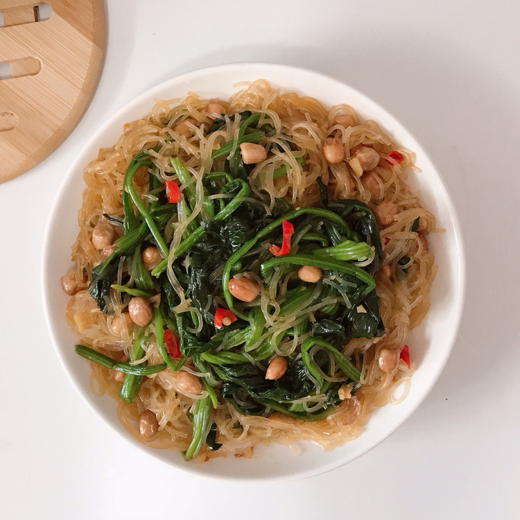 凉拌菠菜粉丝的做法