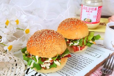 培根鸡蛋汉堡（一次发酵）