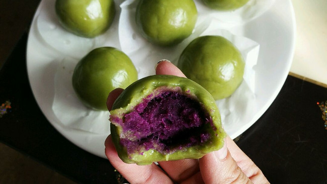 青汁紫薯团子的做法