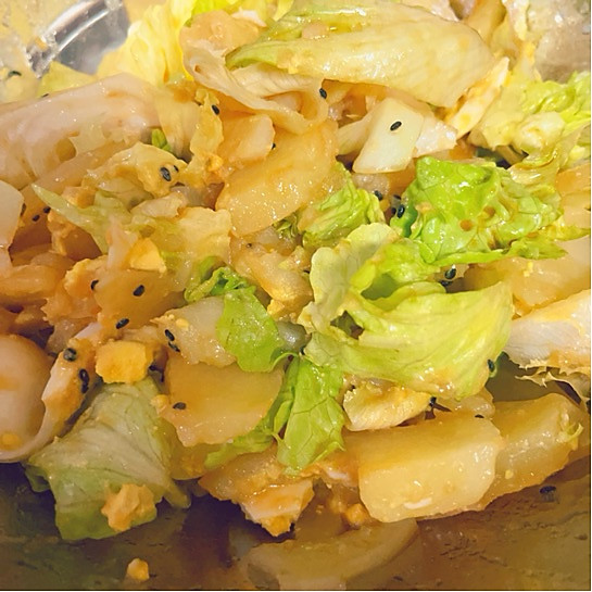 土豆泥拌鸡蛋生菜的做法