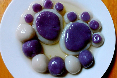紫薯猫爪汤圆