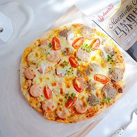 #2022烘焙料理大赛安佳披萨组复赛#牛肉丸+香肠双拼披萨的做法图解13