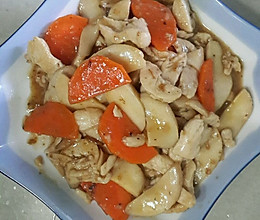杏鲍菇炒鸡肉的做法
