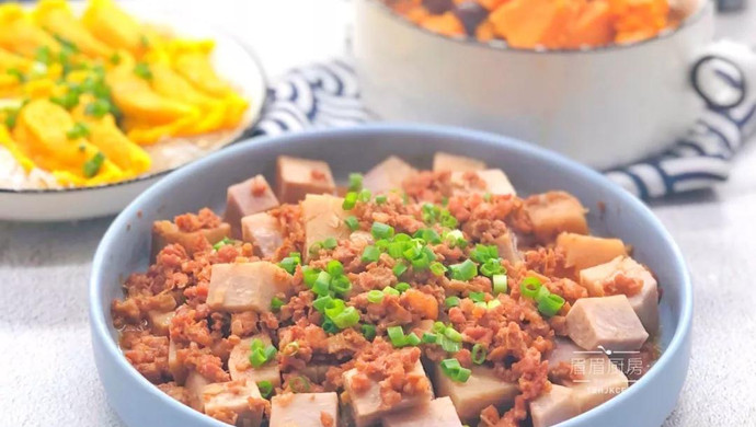 红薯姜汤汁+肉末芋头+粉丝蒸蛋饺