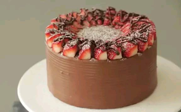 Dark chocolate strawberry cake