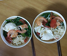 蔬菜虾仁炝锅面的做法