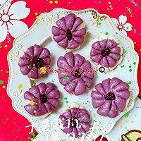 #一蔬一饭皆告白#甜蜜蜜的紫薯蔓越莓鲜花饼的做法图解9