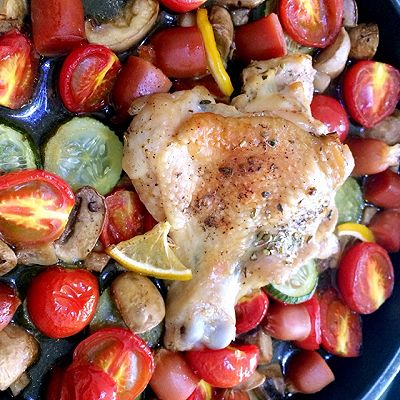 法式时蔬烤鸡腿