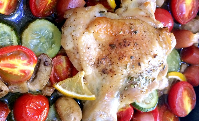 法式时蔬烤鸡腿