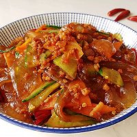豉油辣肉炒拉皮的做法图解8