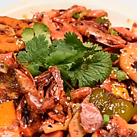 宅家宵夜，干锅麻辣加拿大北极虾生虾的做法图解11
