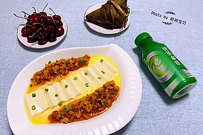 榨菜肉酱蒸福蛋羹