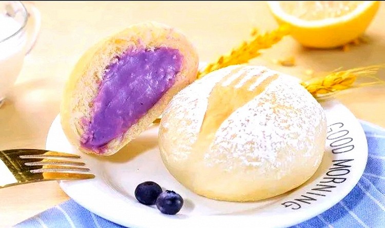 紫薯芋泥日式冰面包(直接法)的做法