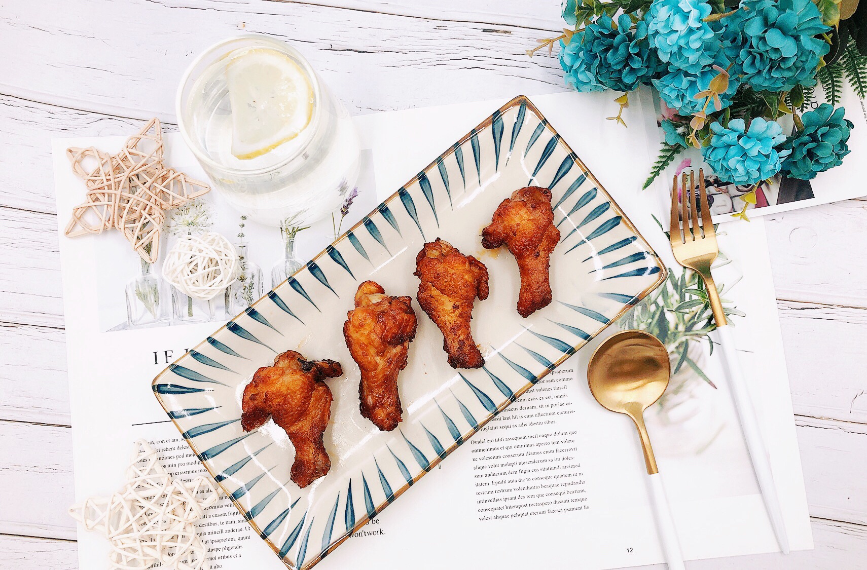 Orleans style chicken wing root air frying pan version