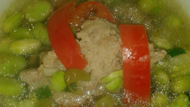 毛豆肉糜汤的做法